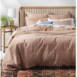 💥SOLD💥Anthropologie Striped linen Queen Duvet cover and 2 standard shams